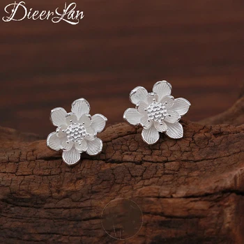 

Romantic 925 Sterling Silver Lotus Flower Earrings For Women Christmas Jewelry Brincos Pendientes Girls Party Gifts