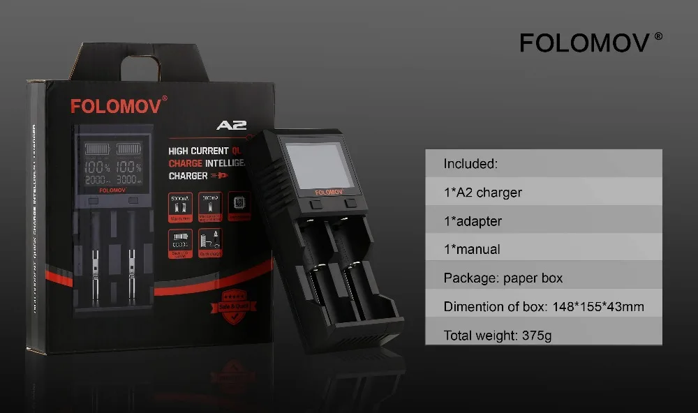 Folomov A2/Folomov A4 Интеллектуальное Быстрое Зарядное устройство Li-ion/LifePO4, NiMH/NiCd зарядное устройство