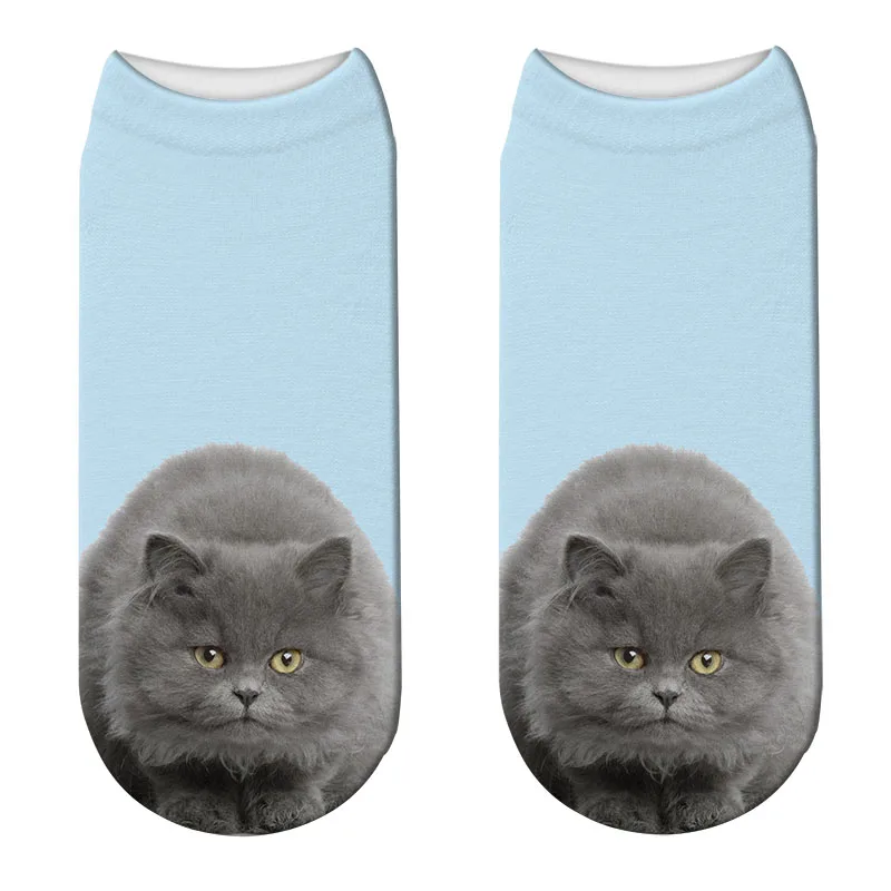 Rubu новые весенне-летние носки для женщин Kawaii Cat 3D печать лодыжки носки унисекс Мужские Meias женские смешное искусство короткие носки 7S-ZWS20 - Цвет: 009