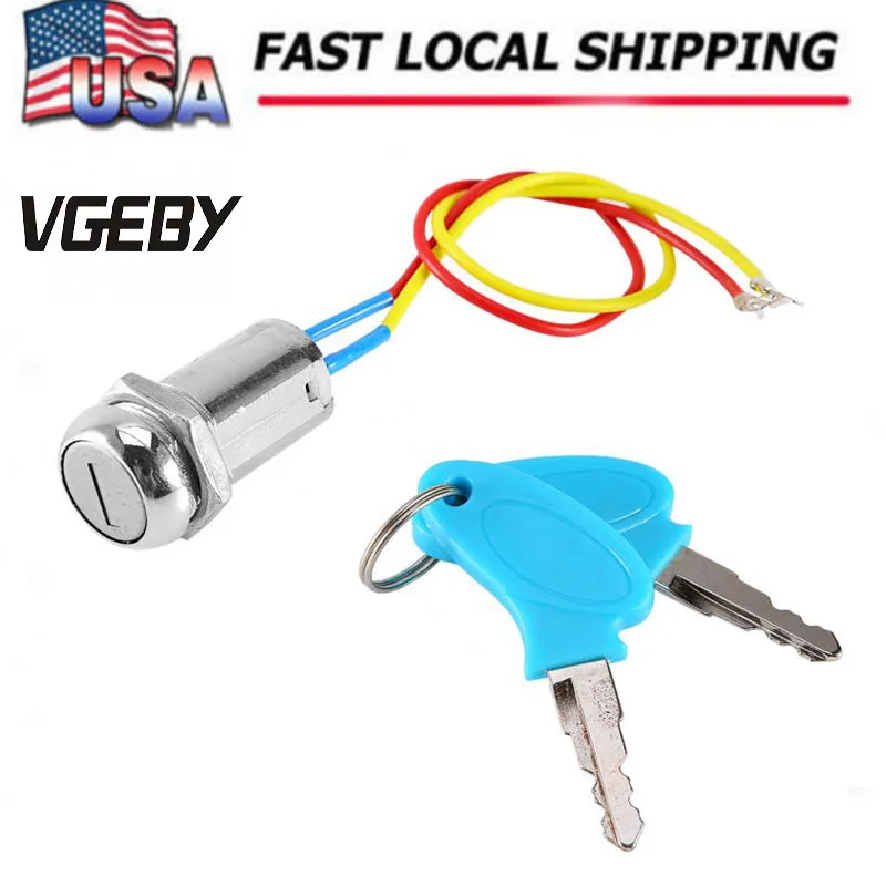 New Metal Electric Bike Lock 2 Wire 20cm Key Ignition Switch locking