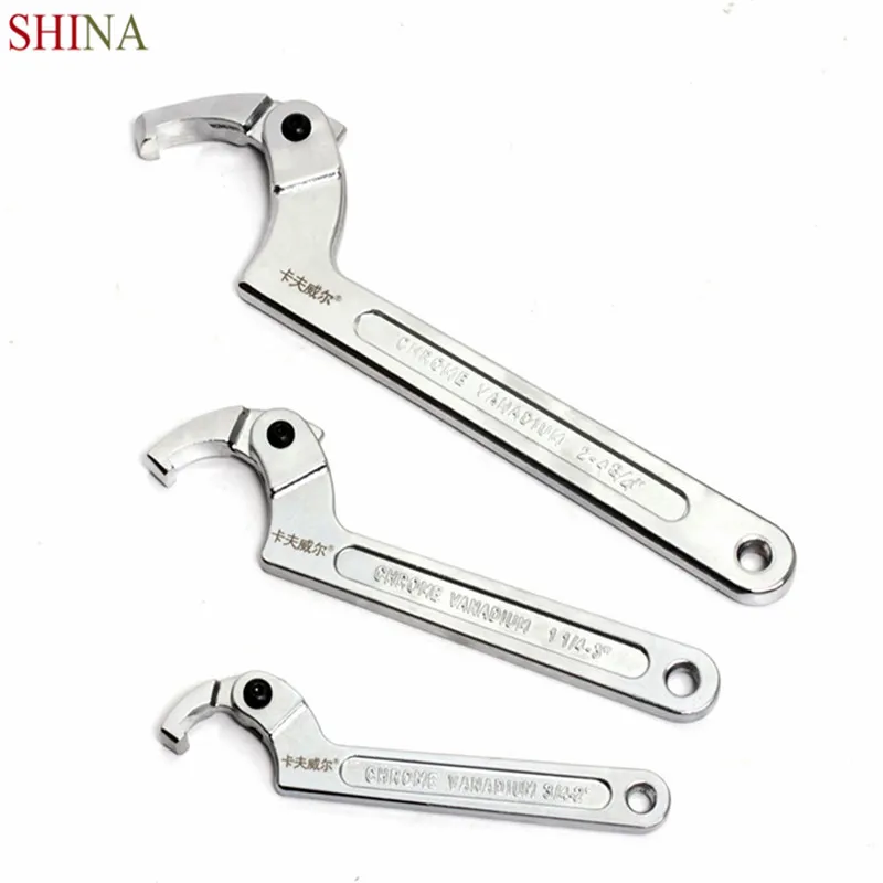 Adjustable Hook Wrench C Spanner Tool Steel Key Hand Tools for Nuts Bolts US 