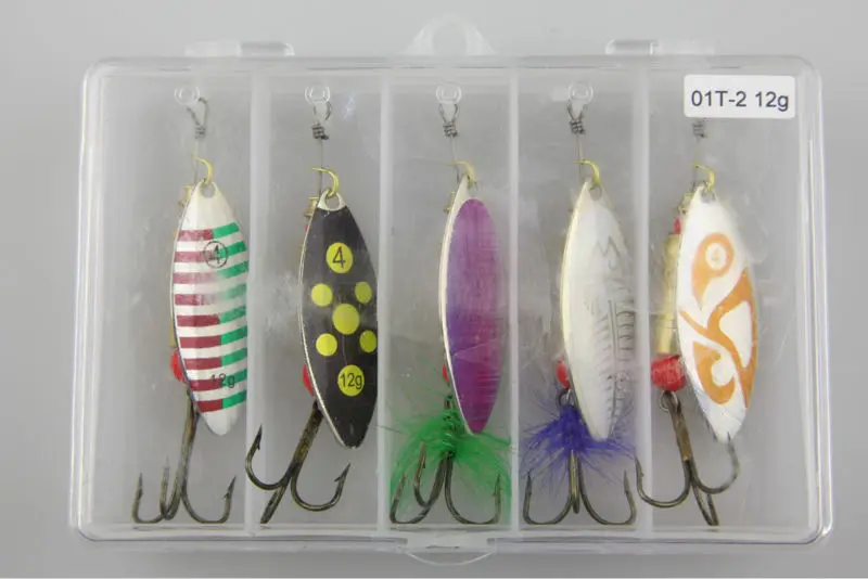 Nové 5ks 12g rybářské návnady Spinners Spoons Bait Ideální pro Pike Pstruh losos rybolovu zdarma doprava