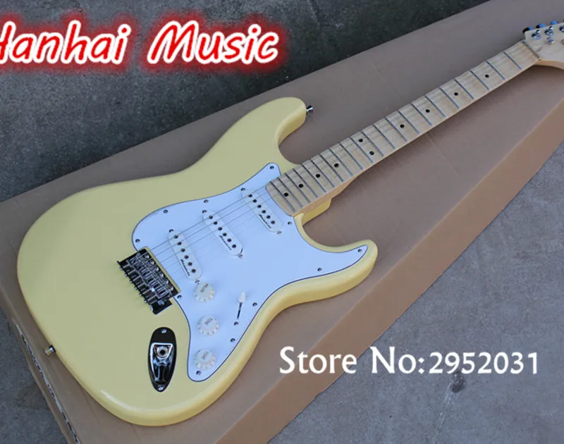 

Hot Sale Custom Electric Guitar,Big Headstock,Scalloped Maple Neck,Logo on Bridge,Chrome Hardware,Cream Color,can be Customized
