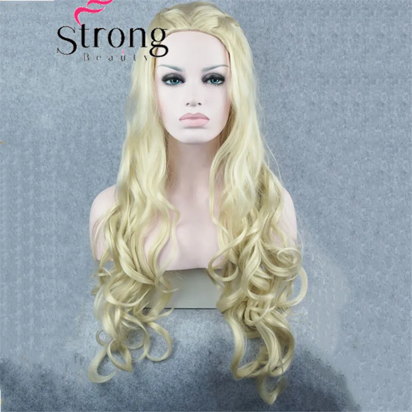 StrongBeauty Длинные Волнистые Серебряные Косплей парик костюмы парик волос - Цвет: Блондинка