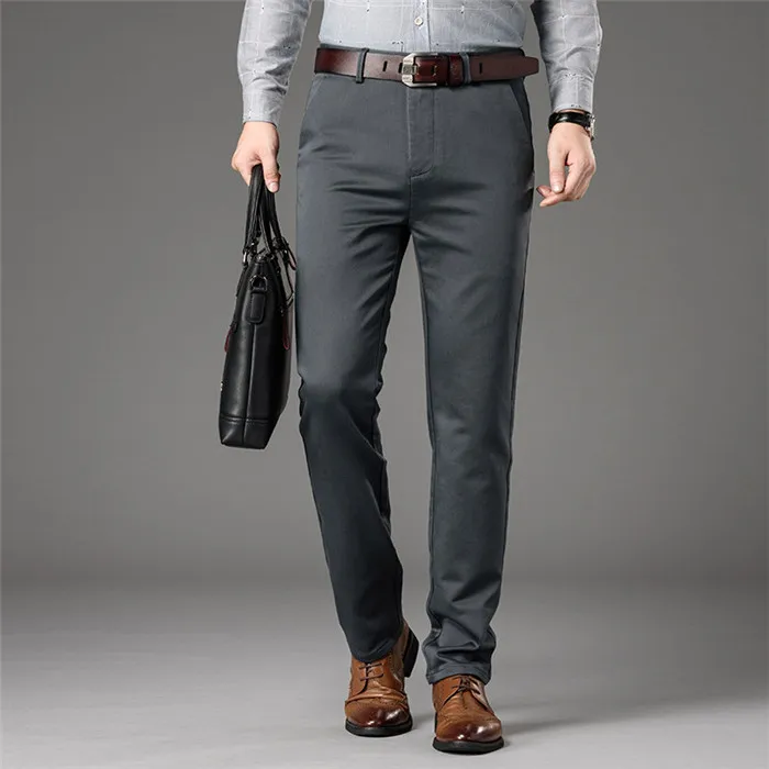 Мужские брюки-Чино с карманами, деловая модная мужская одежда, синие, черные, хаки, темно-серые повседневные мужские брюки, 8018 - Цвет: 8018 dark grey
