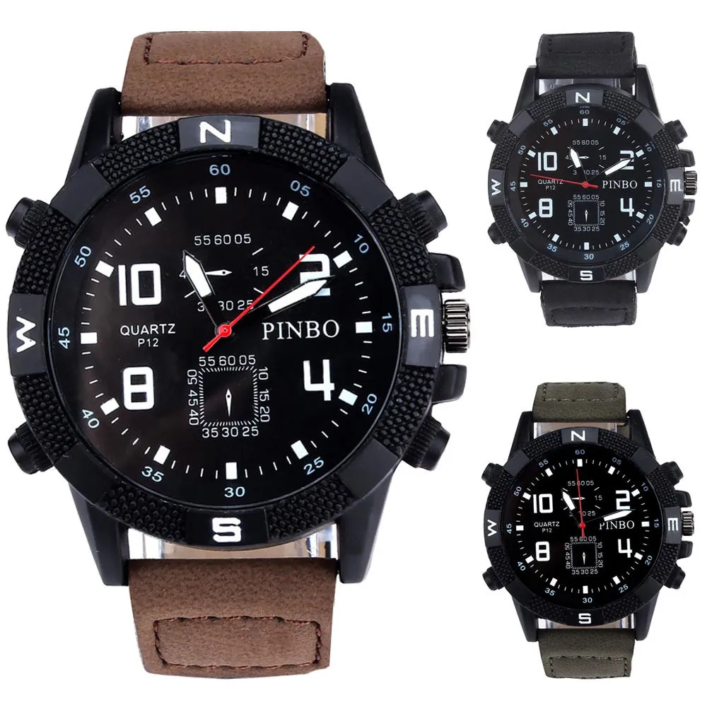 Watch Luxury Men's Comfortable Canvas strap Large Dial Military High