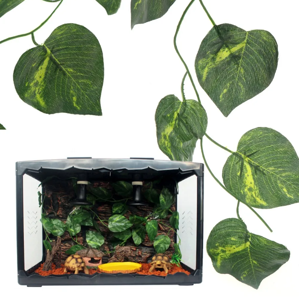 Let's Pet искусственный виноградный лоза ящик для рептилий чехол украшение ящерица зеленые листья 2,4 м растение