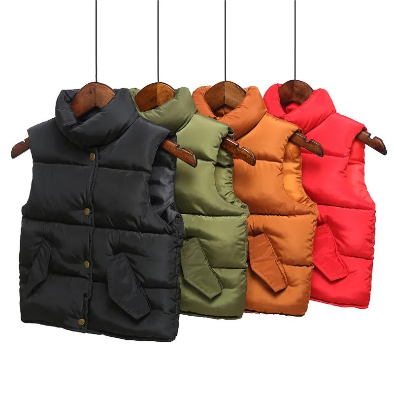 

2018 autumn Winter Baby Kids Thicker Warm Waistcoats Boys Girls New Down Cotton Solid Color Coats Baby vest outwear vest