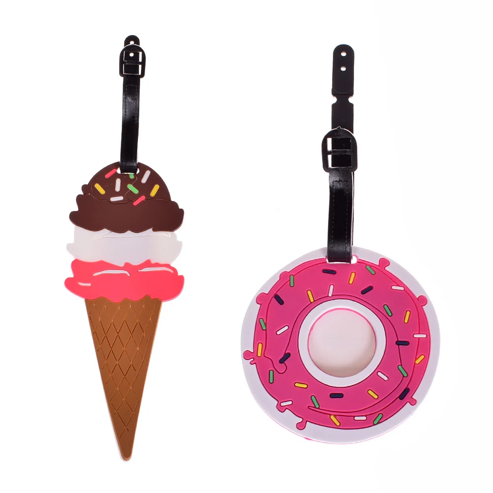 1PC Luggage Tags Donuts Cake Ice cream Shaped Cartoon Silica Gel
