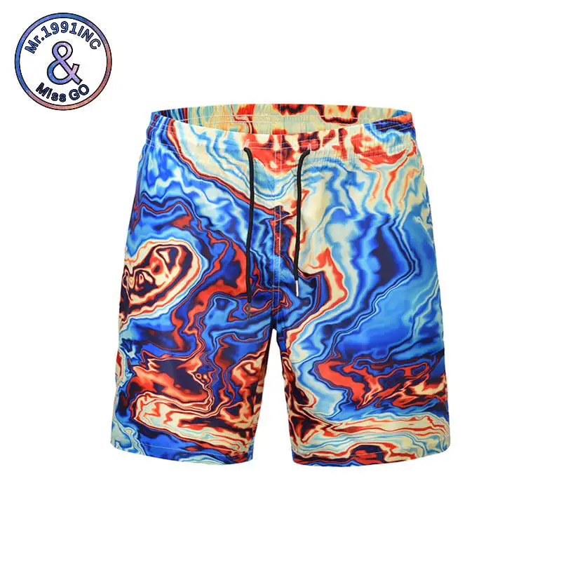 

2019 new euro code men's printing beach shorts male surf boardshorts for swimwear quick dry elastic waist loose short pants