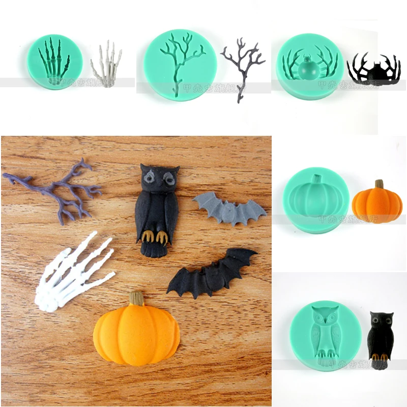 

1pcs Halloween Bat Spider Patisserie reposteria Silicone Soap Mold Fondant Cake Decor Tools Chocolate Cupcake Paste Pastry Mould