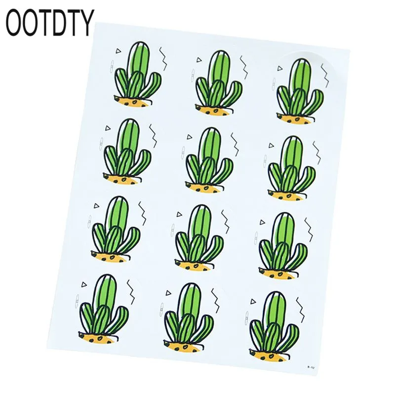 

60 Pcs/5 Sheets Plant Cactus Sealing Stickers Handmade Label Gift Decorative Scrapbooking Diary Album