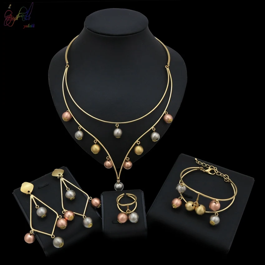 

Yulaili High-end Design Jewelry Europe and the America Jewelry Fashion Necklace Bracelet Earrings Ring Set