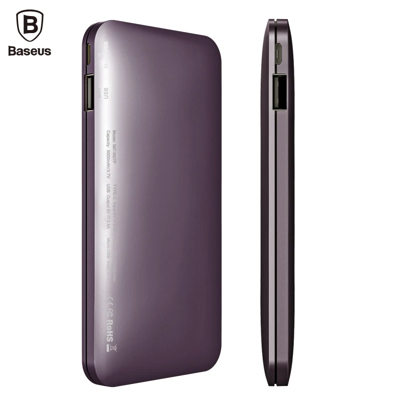 imágenes para Banco de la Energía 5000 mAh de Baseus Tipo C de Entrada de Carga Rápida USB Cargador de Batería Externa Para el iphone Xiaomi Powerbank imágenes para Banco de la Energía 5000 mAh de Baseus Tipo C de Entrada de Carga Rápida USB Cargador de Batería Externa Para el iphone Xiaomi Powerbank