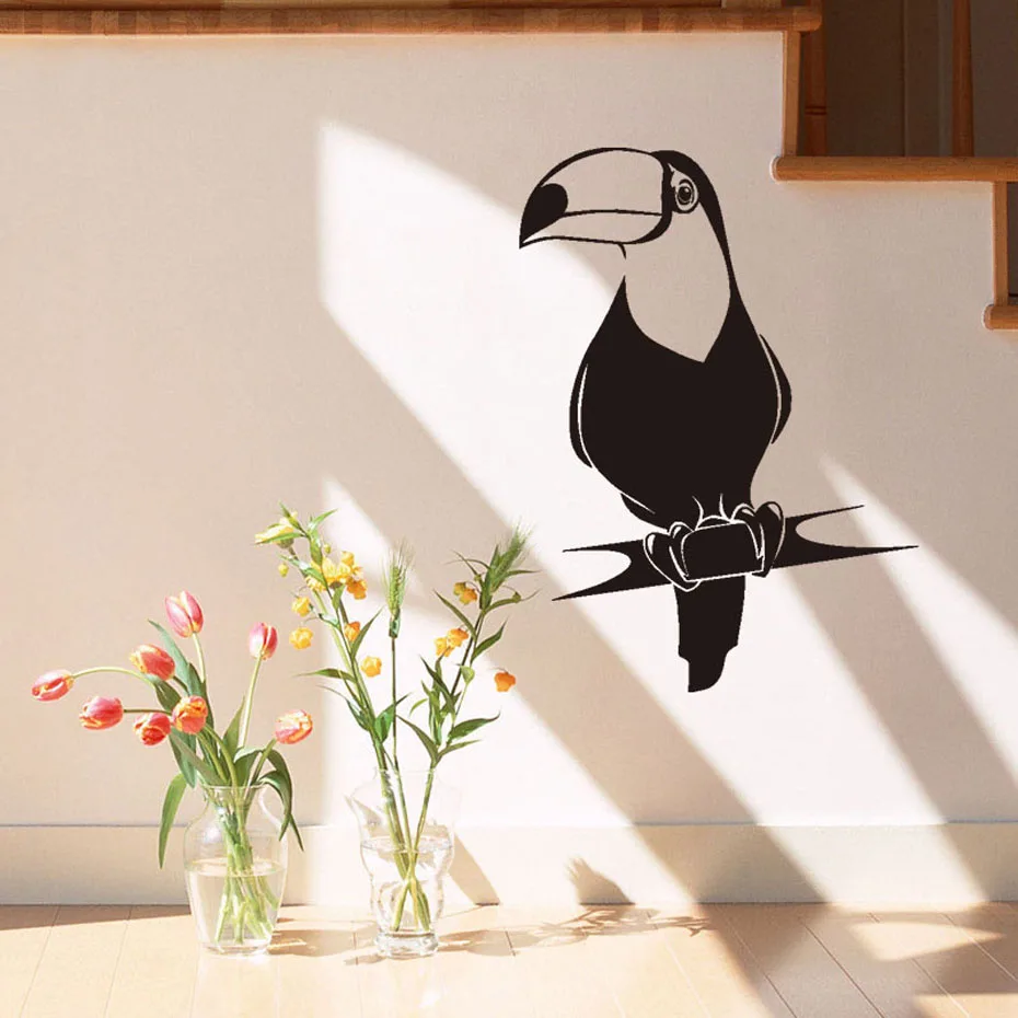 

DCTOP Toucan On The Branch Vinyl Wall Sticker For Kids Room Cute Bird Art Living Room Decals Home Decor