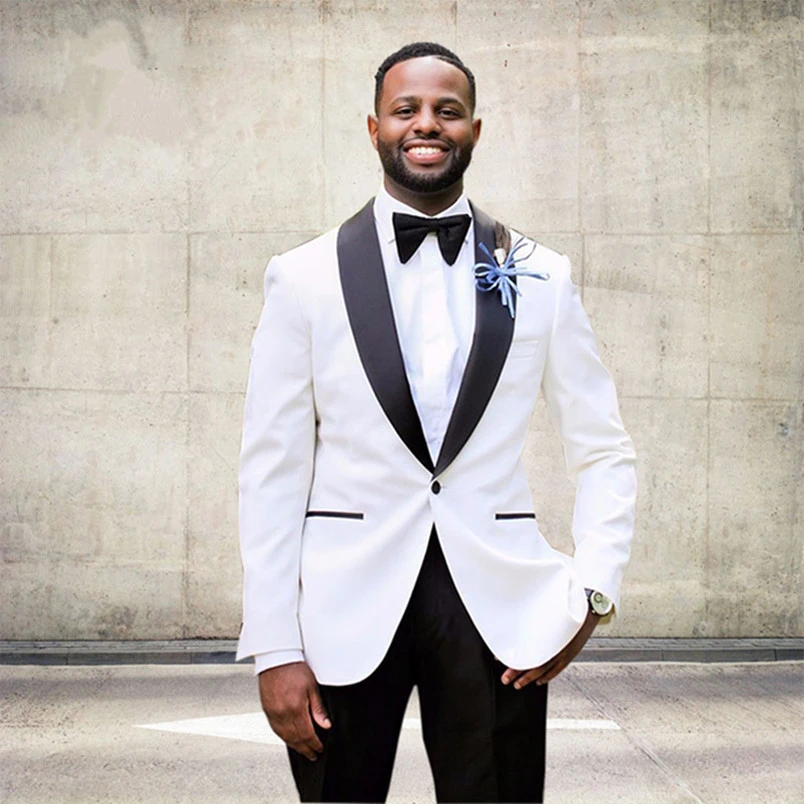 男性のファッション白新郎タキシードブラック花婿の付添人男性の結婚式ウエディングは花婿 ジャケット パンツ スーツ Aliexpress