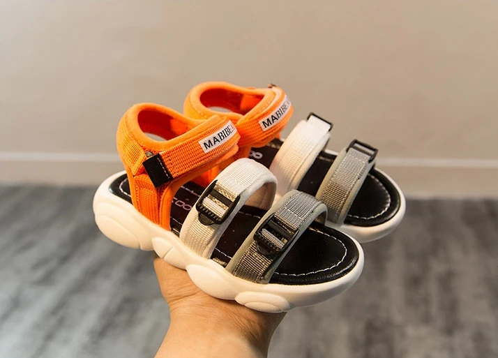 Детские хлебные сандалии Новая летняя Корейская версия дикого мальчика Тканевая обувь девочки открытый носок сандалии в больших детей