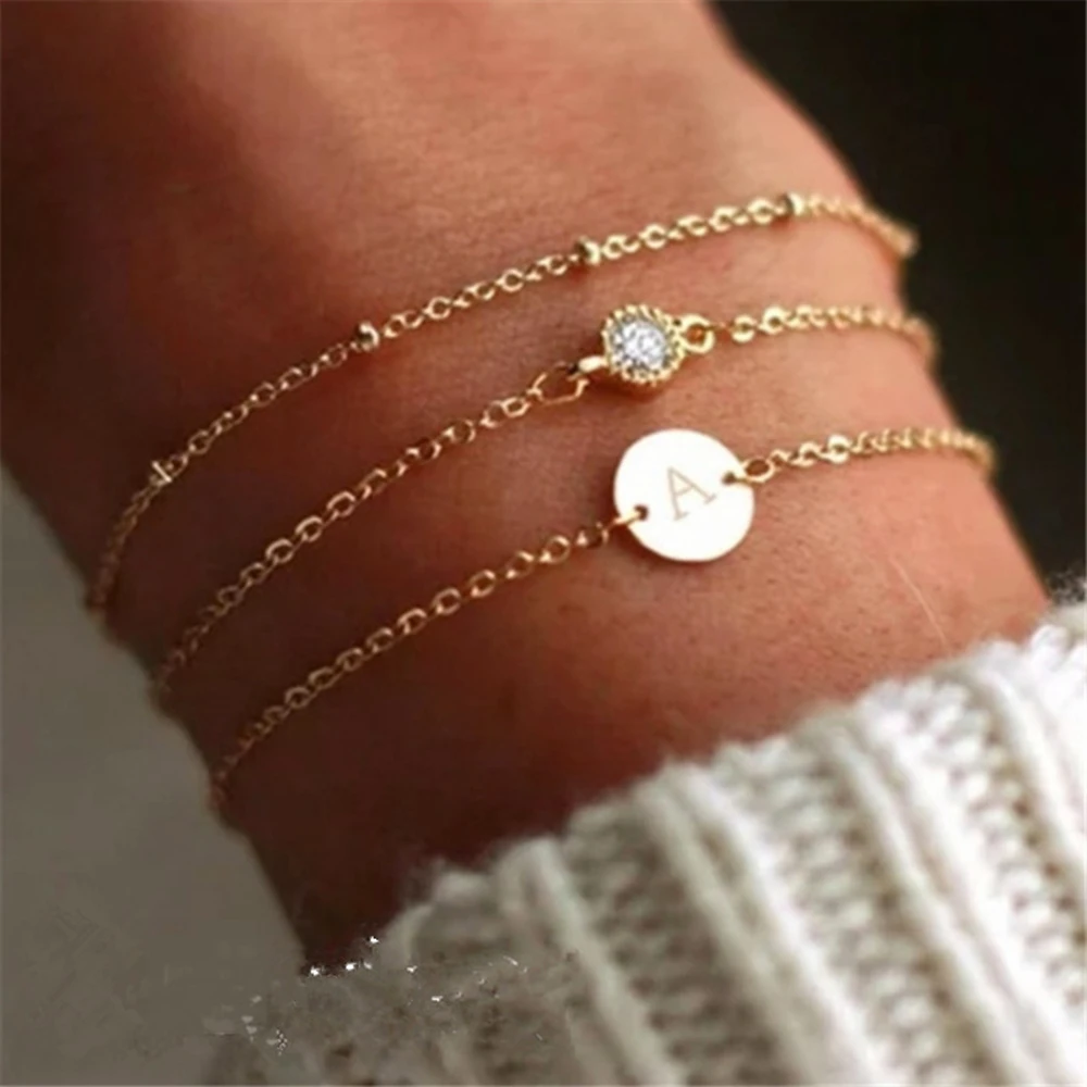 Модный простой браслет 26 букв и браслет для женщин цвета розового белого золота браслеты для девушек модные ювелирные изделия KAH040