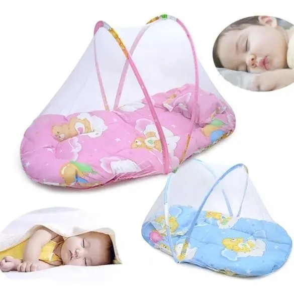 

Pudcoco Fashion Baby Portable Folding Travel Bed Crib Canopy Summer Outdoor Comfortable Mosquito Net Tent and Pillow Pink&Blue
