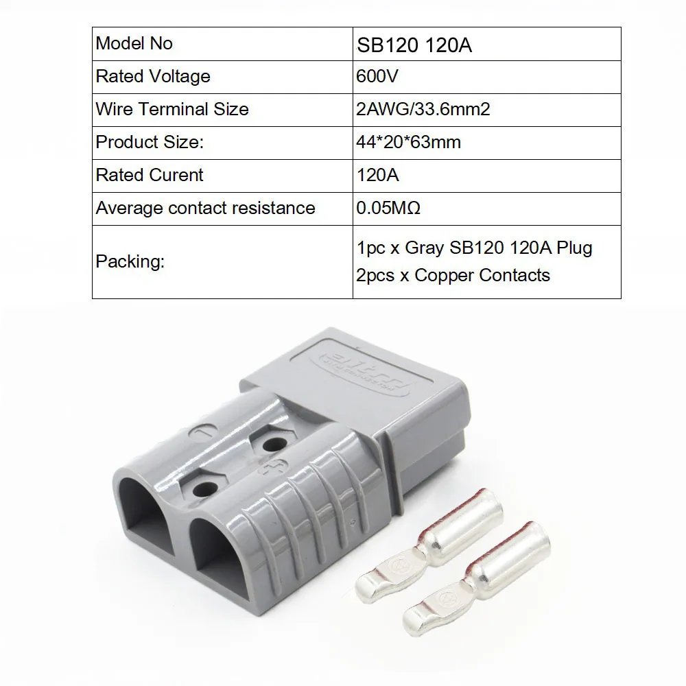 50A/120A/175A MC4 Мощность штекер 50 120 175 Ампер 600 Вольт Разъем для подключения аккумулятора подключения панели солнечных батарей Батарея SH50 - Цвет: 1 Set x SB120 Gray