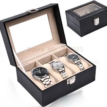 Тройной PU дисплей для часов кожаный ящик/Чехол/Органайзер 3-сетчатый Браслет украшения шоу кейс держатель для хранения