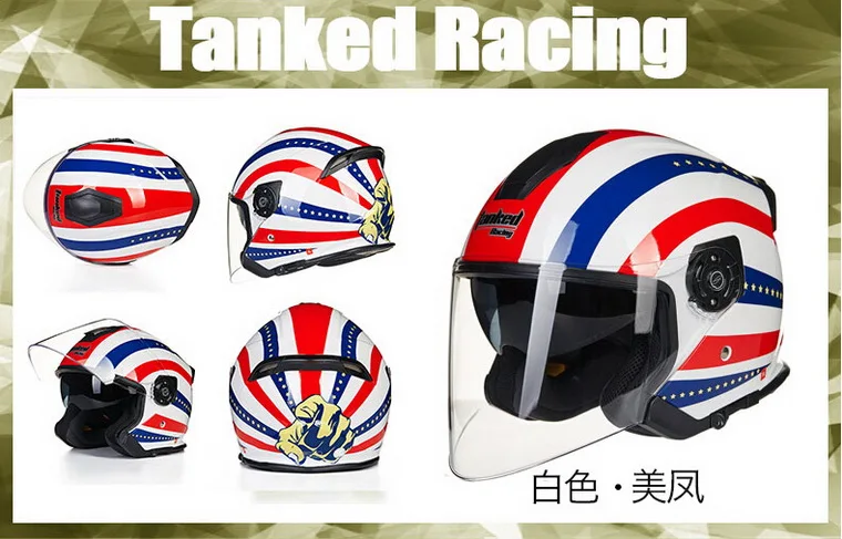 Летние новые двойные линзы Tanked Racing Half Face мотоциклетный шлем T597 ABS мотоциклетные шлемы для рыцаря защитное оборудование