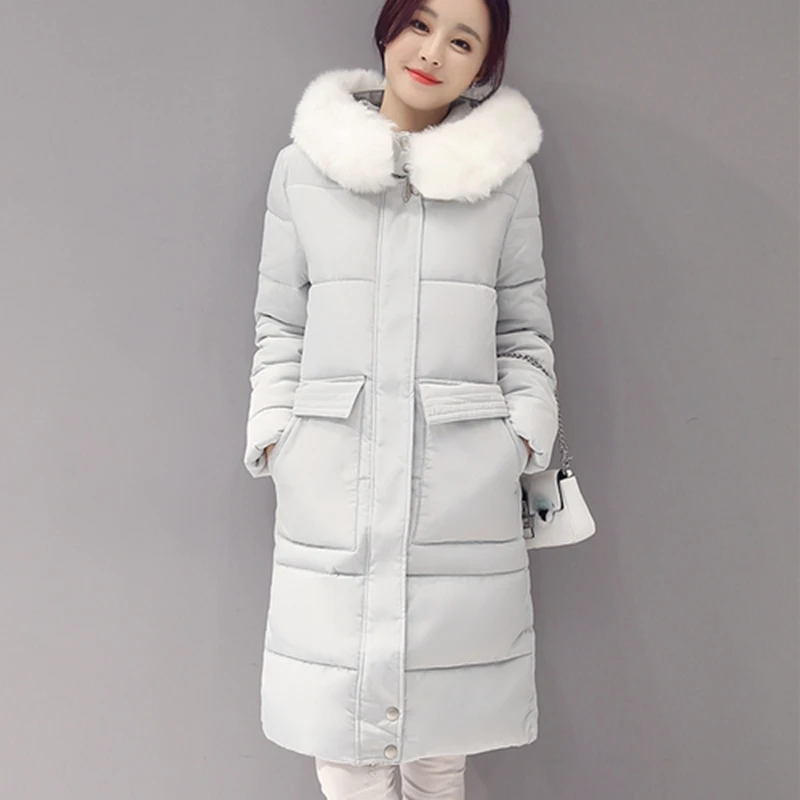 2016 Women Parkas Winter New Female Korean Slim Cotton Long Section Temperament Fur Ladies Coat 4