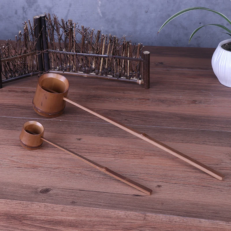 Wooden Water Scoop Long Handled Spoon Cooking Tools Colher Tableware Kitchenware Japanese Soup Spoon Ladle Water Bailer