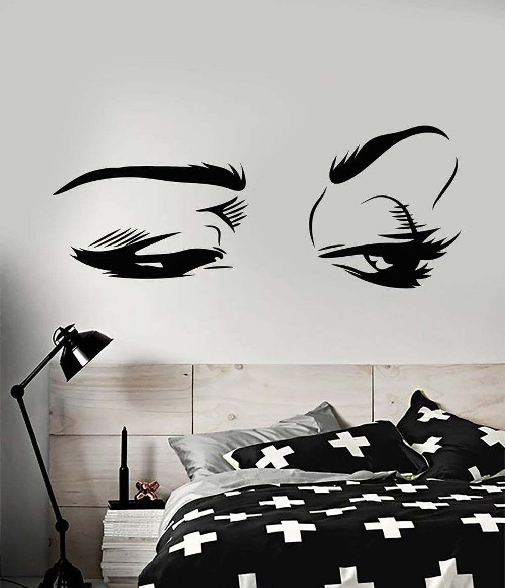 

Girl Look Woman Eyelash Eyes Wall Sticker Bedroom Home Interior Decor Makeup Fashion Stickers Decal Beauty Salon Decorate D025
