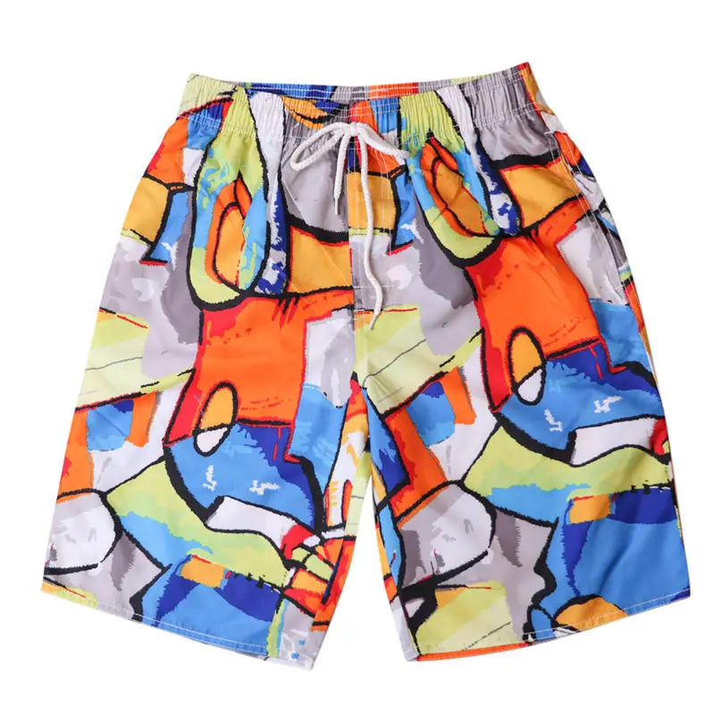 Beach Shorts Men Trunks Anti-UV Quick Dry Shorts Printing Swimming Surfing Shorts Summer Draw String Elastic Waist Shorts #2d27 (2)