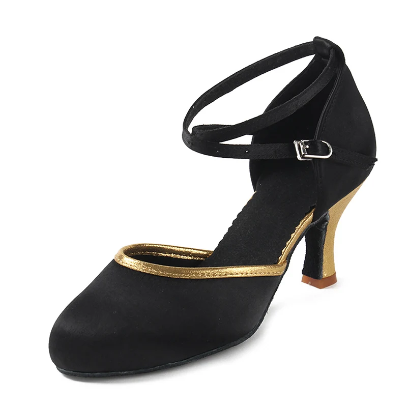 Новое поступление; женские туфли для латинских танцев; мягкие туфли для танго; женские туфли для бальных танцев; ; 7 см и 5 см - Цвет: Black Gold 5CM