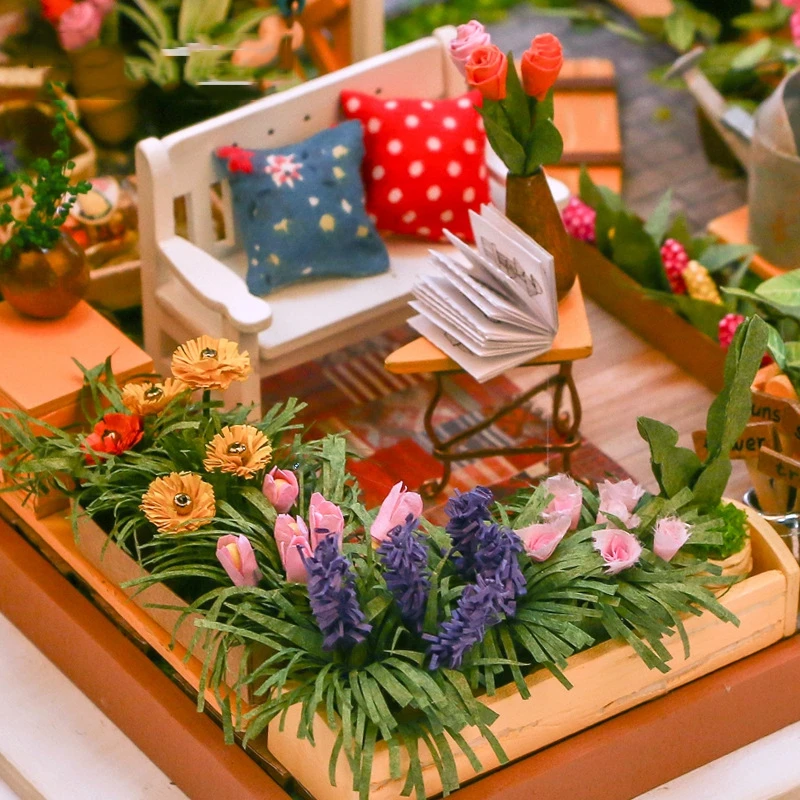 DIY деревянный Солнечный сад миниатюрный кукольный домик 3D светодиодный мини кукольный домик набор с мебельным набором светильник креативный Рождественский подарок