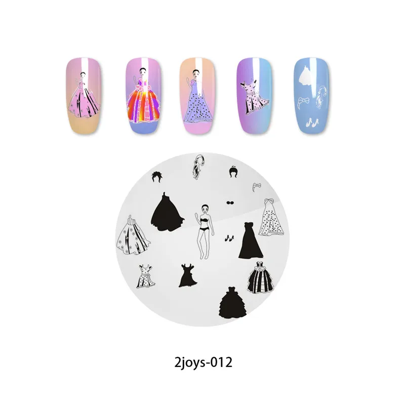Маникюрная Круглая Пластина для штамповки ногтей цветок лист Дерево платье модель ногтей маникюрный шаблон дизайн ногтей DIY штамп
