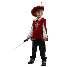Детский костюм красного средневекового мушкетера греко-римские рыцарь-воин, костюмы для мальчиков на Хэллоуин, карнавальный костюм Mardi Gras