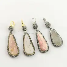 Новый 5 Шт. druzy камень с кристалл горного хрусталя проложили ювелирные изделия драгоценного камня кулон