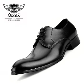 

Desai New Genuine Leather Shoes Men Business Casual Shoe British Pointed Toe Comfortable Dress Shoes for Men