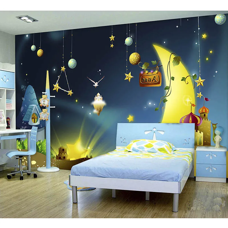 

Wallpaper 3d Mural For Living Room Custom Any Size Mural Wallpaper Children's Cartoon Fairy Tale Starry TV Background 3D Mural