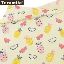 Teramila хлопок ткань бежевый Tecido материал Лоскутная саржа жир четверть DIY шитье мультфильм фрукты стиль тела Скрапбукинг