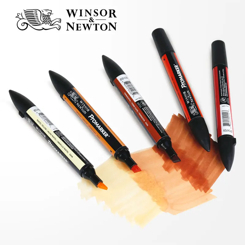 WINSOR&NEWTON Professional Marker Pen 6/12 Colors Double-side(round toe and oblique) Drawing Design Marker Pen Art Supplies