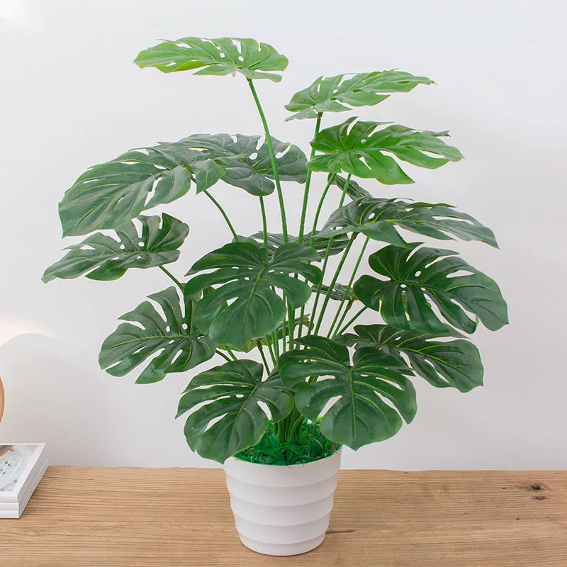 

60CM Artificial Real Touch Plant Monstera Tree without Pot, Fake Plant Tree Decoration For Home Garden