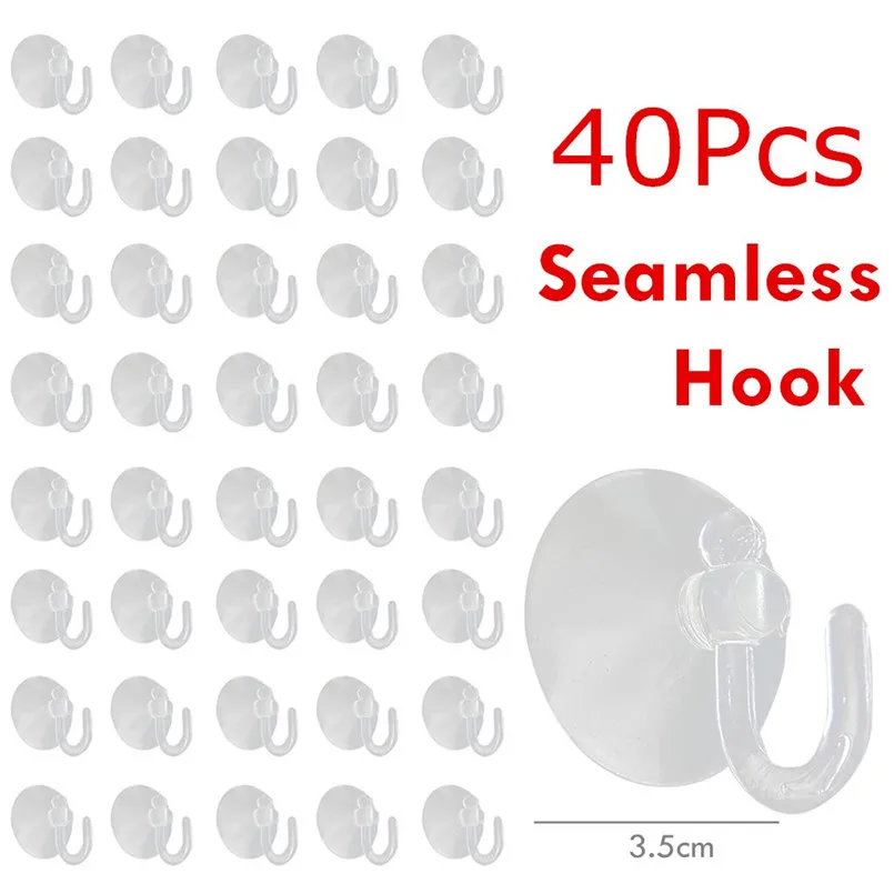 40pcs Window Clear Suction Cup Sucker Hooks Clothes Coat Metal Hanging Hook Holder for Fairy Lights net Lights Holder #3d10 (4)