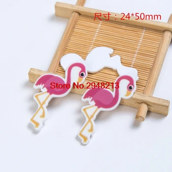 

Cartoon Flamingo planar resin crafts for DIY Crafts resin flatback 24*50mm 50pcs RET1331S