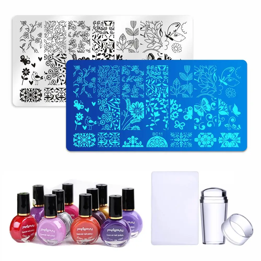 

Biutee 2 Nail plates + stamp Set + 2 bottles of nail polish Temperature Color Changing Nail Lacquer Manicure Nail Decoration