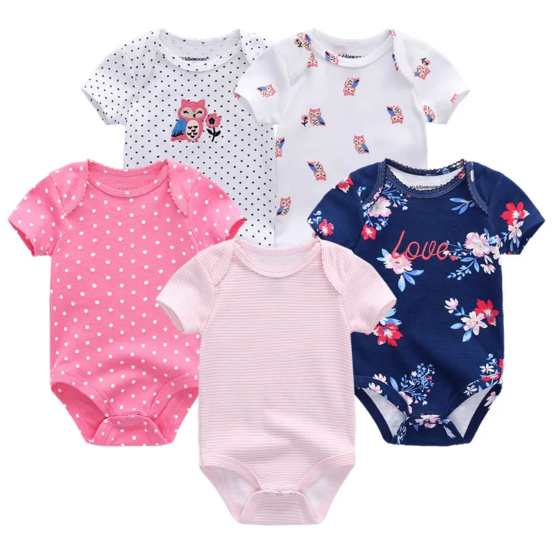 

2019 5PCS/LOT Unicorn Baby Girl Clothes Baby Bodysuits Baby Boy Clothes Roupas de bebe Girls Clothing 0-12M Short Sleeve Print