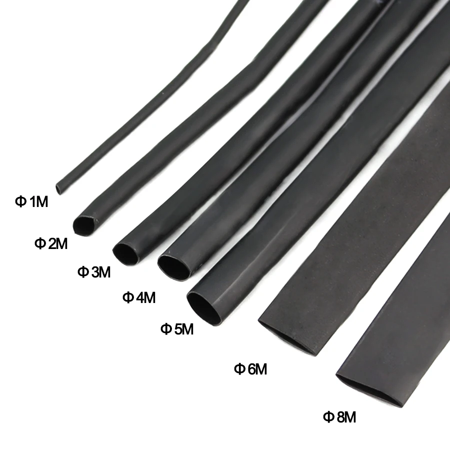 8 Meter/set 2:1 черный 1 2 3 4 5 6 8 10 мм термоусадочные трубки Sleeving обёрточная бумага провода продать Разъем DIY ремонт
