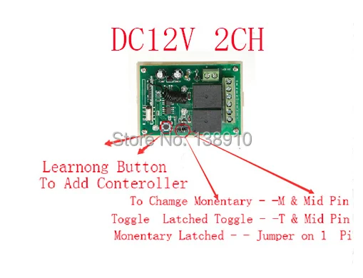 DC12V 2CH RF Беспроводная система дистанционного управления teleswitch 2 передатчика и 1 приемника универсальный пульт дистанционного управления/радиоприемник