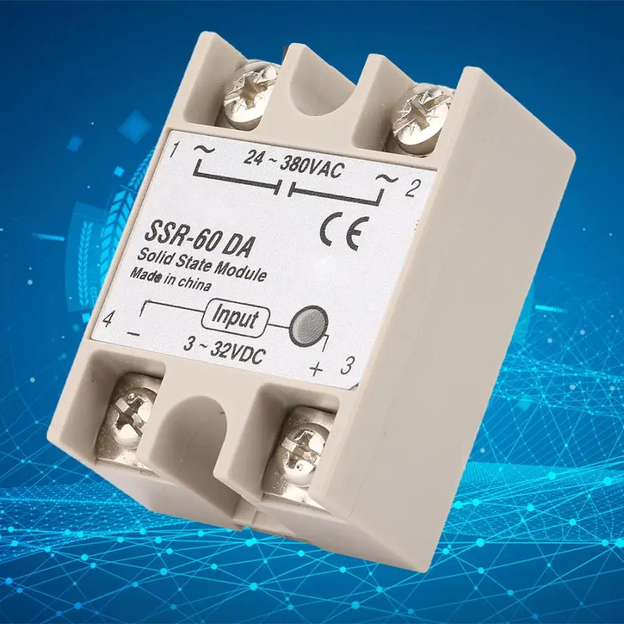 

Relay Module SSR-60DA Solid State Relay DC 3 - 32V Sealed 60A Solid State Relay