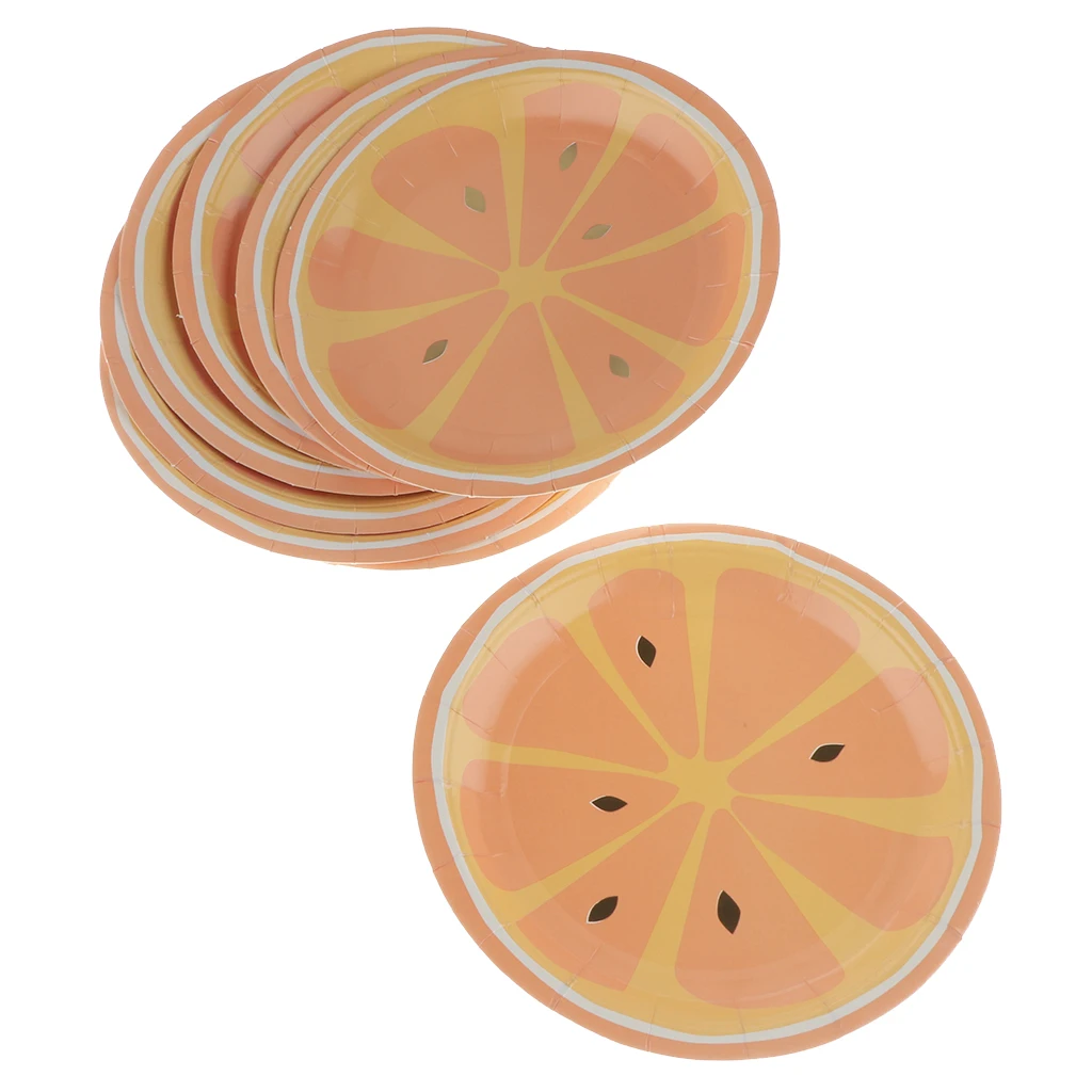 Cute Fruit Lemon Printed Paper Plates Wedding Birthday Theme Party Decor Disposable Tableware for 8 Guests