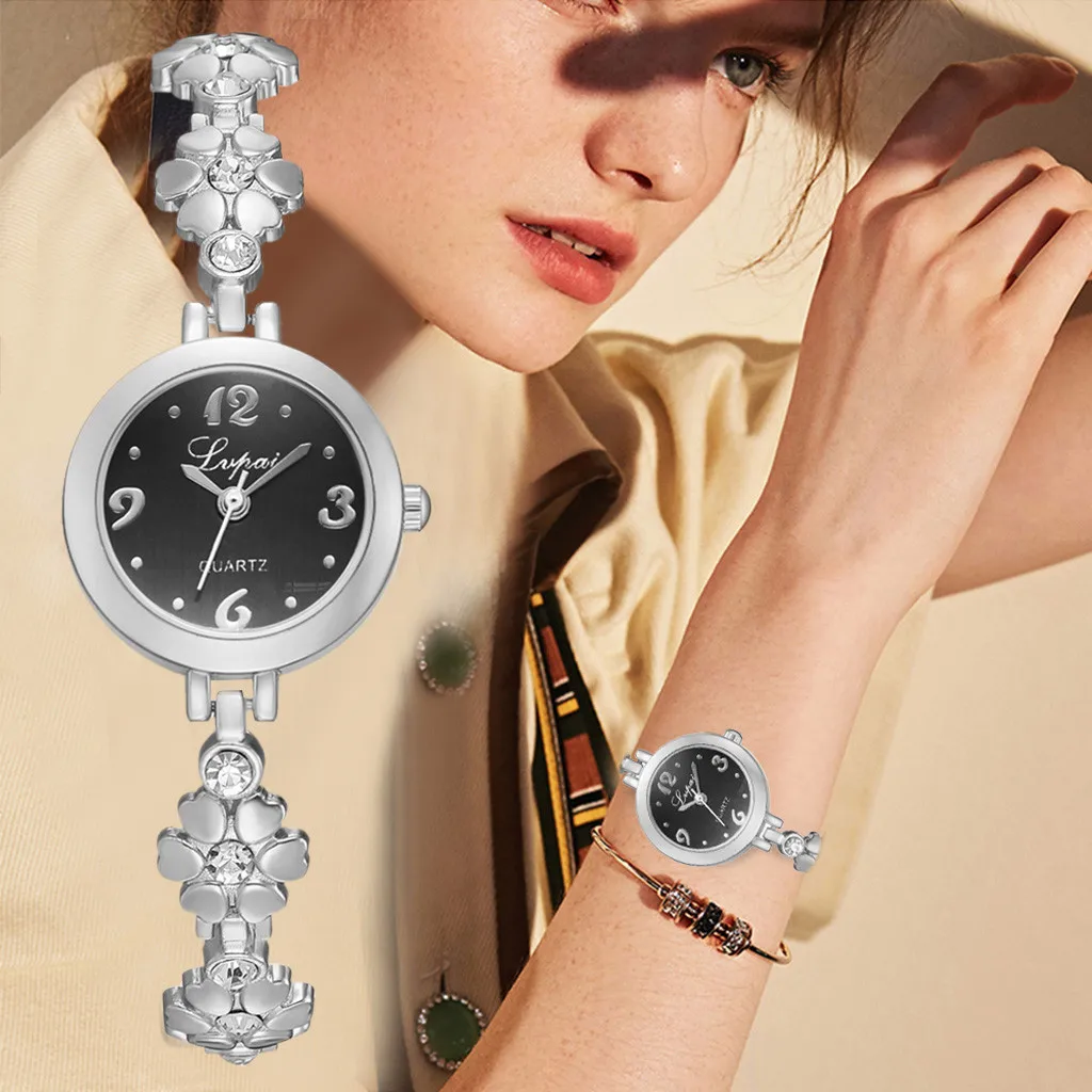 

Featured Women's Watches Roman Numeral Rose Gold Ladies Watch With Rhinestone Bracelet Quartz Wristwatch Simple Clock Saati@50