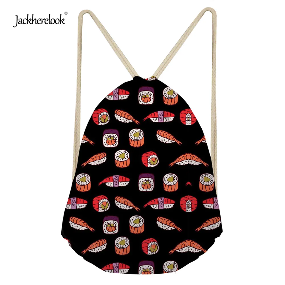 

Jackherelook Funny 3D Food Sushi Prints Kids Backpack Small Drawstring Bags Girls String Cinch Sack Travel Coin Purse for Women